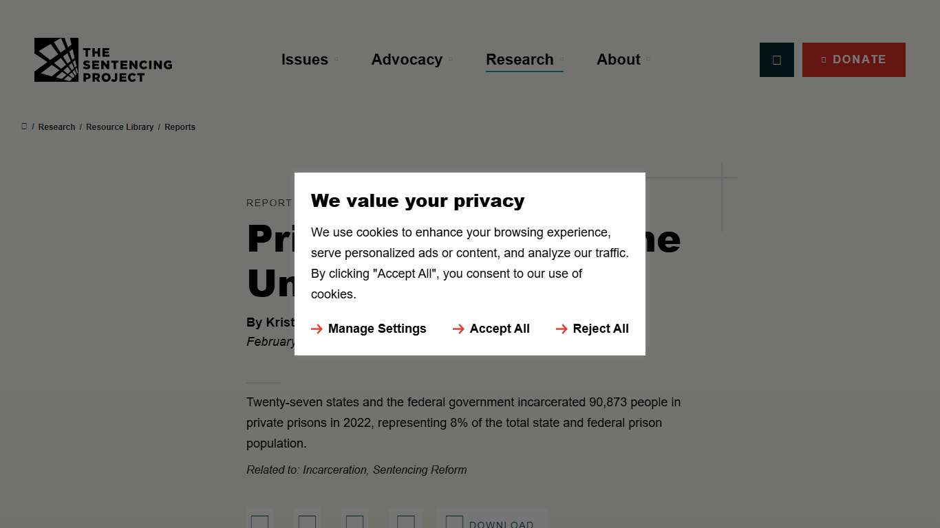 Private Prisons in the United States – The Sentencing Project