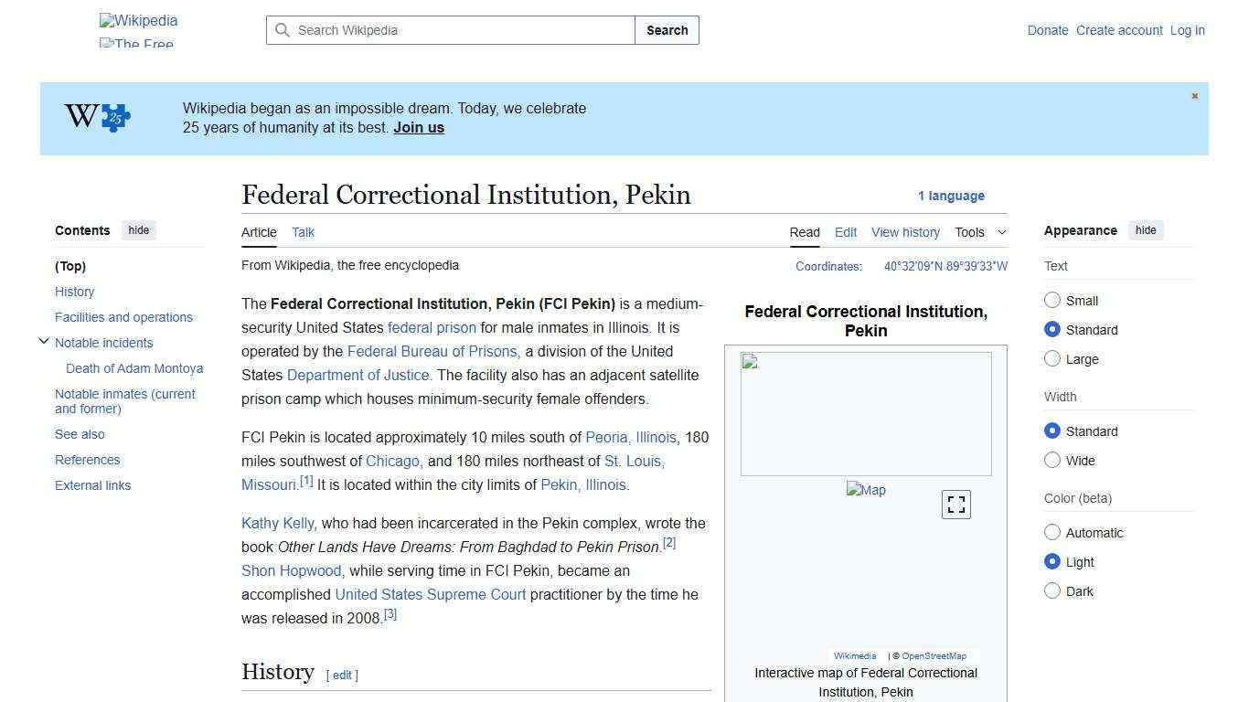 Federal Correctional Institution, Pekin - Wikipedia